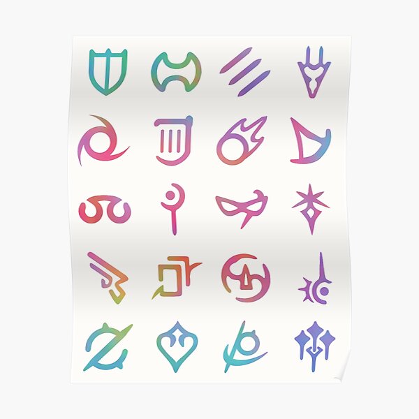 "FFXIV Job Icons [classic fantasy ombre pattern/sticker set]" Poster by ...