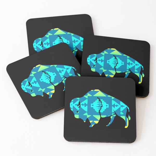 Item preview, Yellow / Turquoise / Medium Blue Gradient Native Print Buffalo  designed and sold by JMWCD.