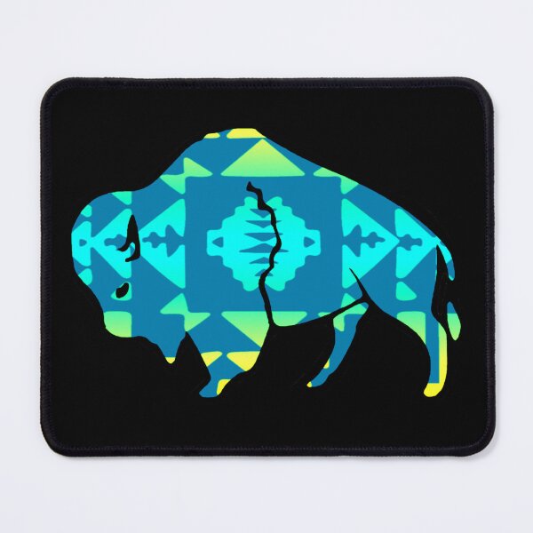 Item preview, Yellow / Turquoise / Medium Blue Gradient Native Print Buffalo  designed and sold by JMWCD.