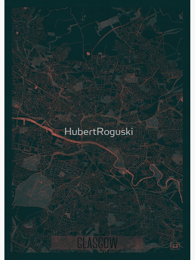 Glasgow Map Red by HubertRoguski