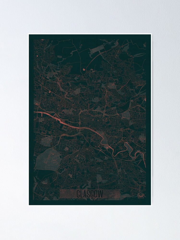 Alternate view of Glasgow Map Red Poster