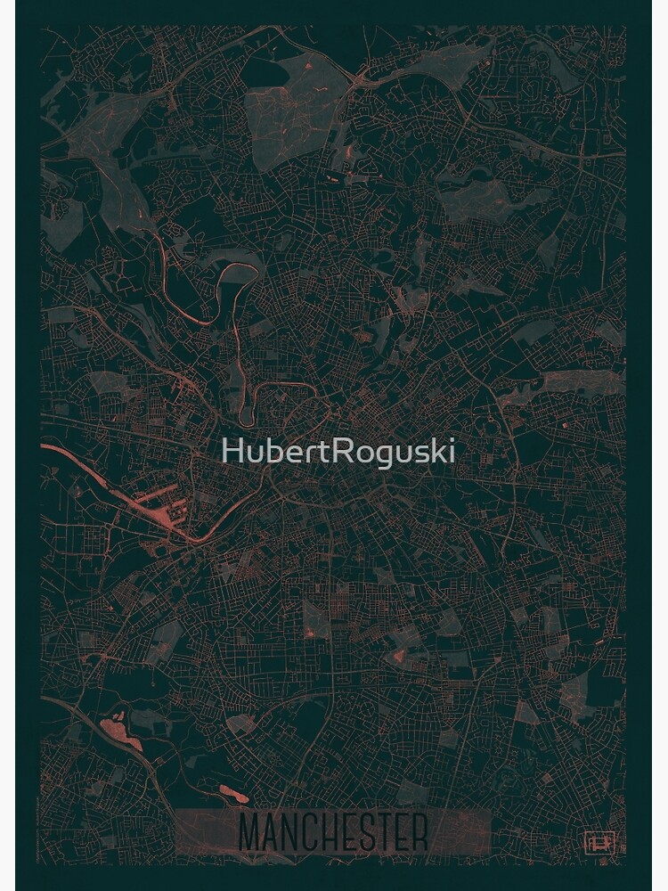 Thumbnail 3 of 3, Poster, Manchester Map Red designed and sold by HubertRoguski.