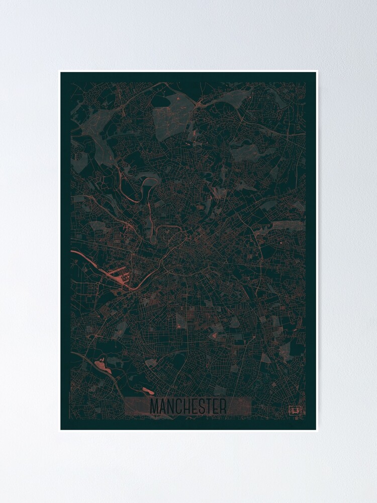 Thumbnail 2 of 3, Poster, Manchester Map Red designed and sold by HubertRoguski.