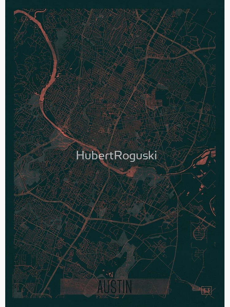 Thumbnail 3 of 3, Poster, Austin Map Red designed and sold by HubertRoguski.