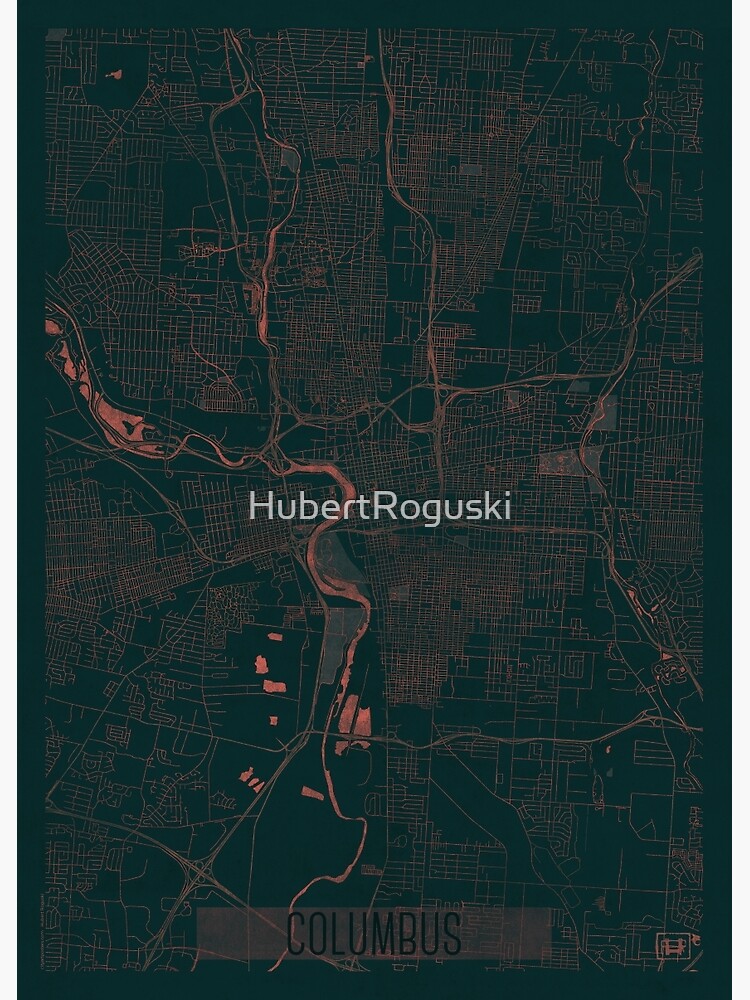 Thumbnail 3 of 3, Poster, Columbus Map Red designed and sold by HubertRoguski.