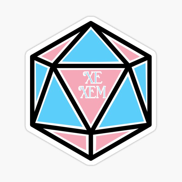 Trans Pronoun Pride D20 Xe/Xem Sticker