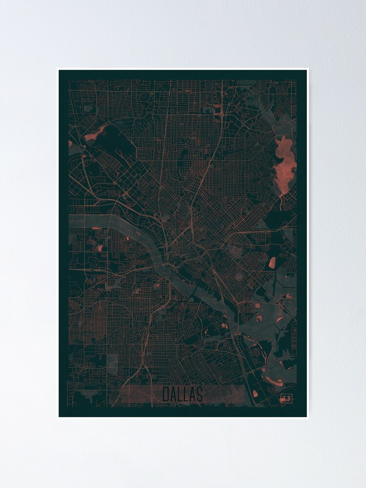 Thumbnail 2 of 3, Poster, Dallas Map Red designed and sold by HubertRoguski.