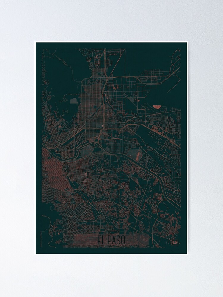 Thumbnail 2 of 3, Poster, El Paso Map Red designed and sold by HubertRoguski.