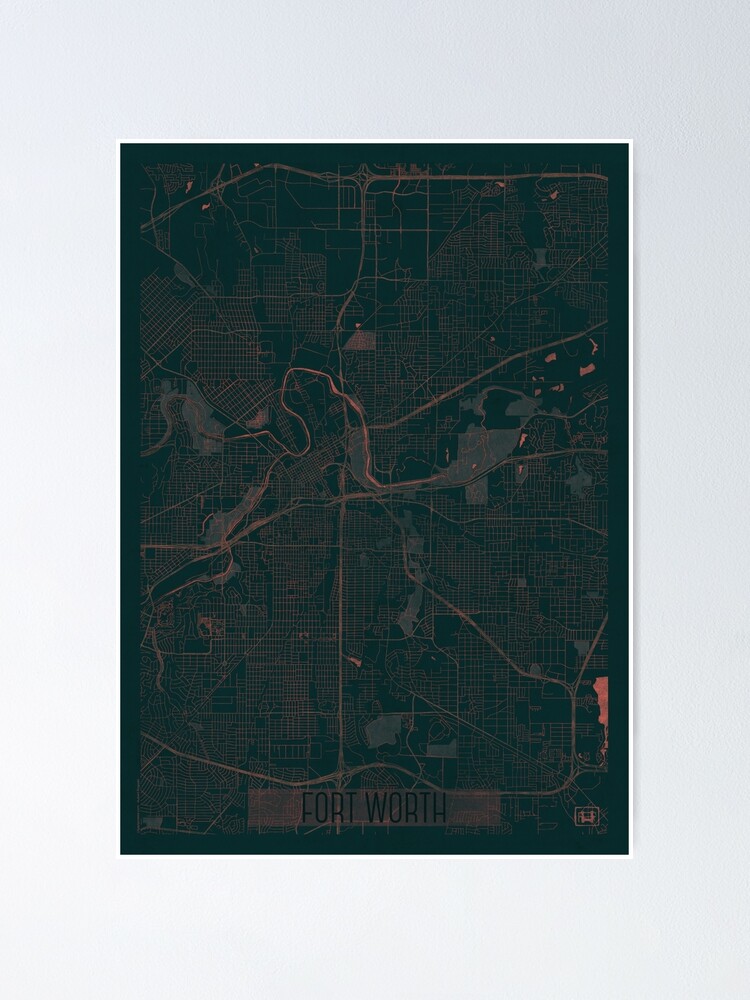 Poster, Fort Worth Map Red designed and sold by HubertRoguski