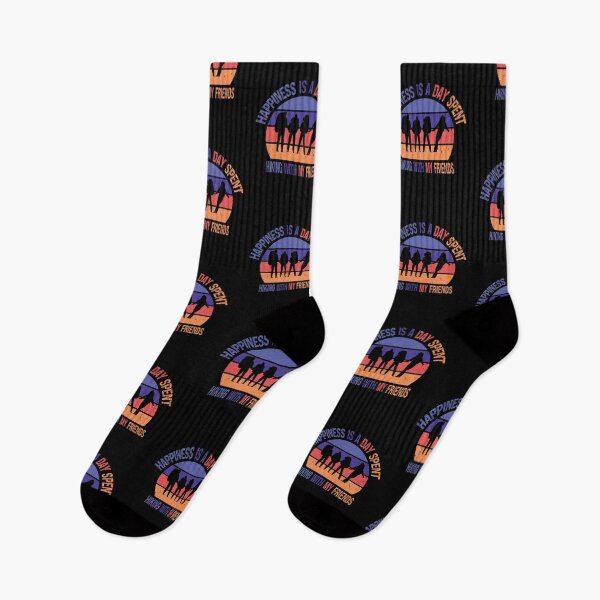 Item preview, Happiness Is A Day Spent Hiking With My Friends Funny Colorful Retro Vintage Sunset Distressed Hiking Lovers Gift  designed and sold by pedrored369.