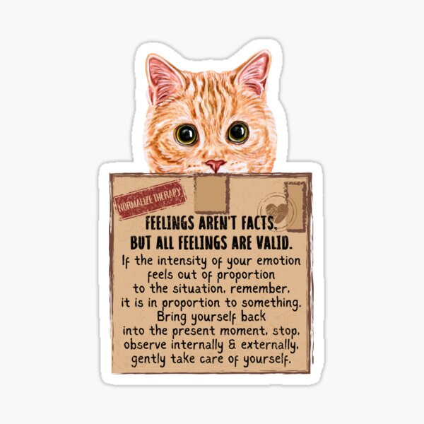Item preview, Cat in a Box Collection. Wise Cat reminder: feelings are not facts, but all feelings are valid. designed and sold by Wise-Cats.