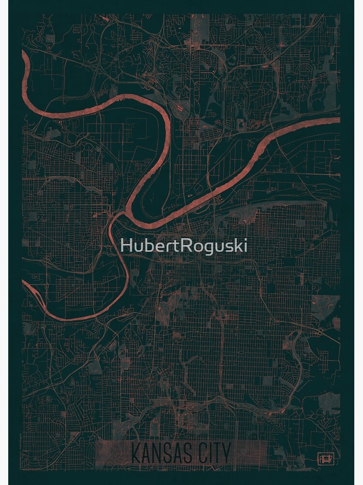 Thumbnail 3 of 3, Poster, Kansas City Map Red designed and sold by HubertRoguski.
