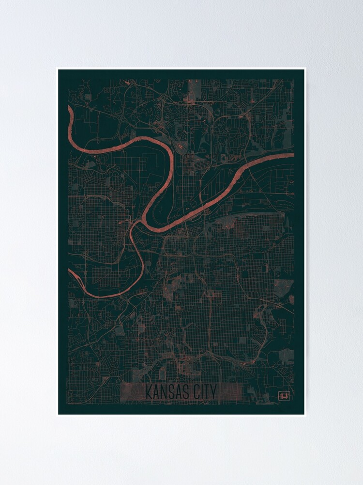 Thumbnail 2 of 3, Poster, Kansas City Map Red designed and sold by HubertRoguski.