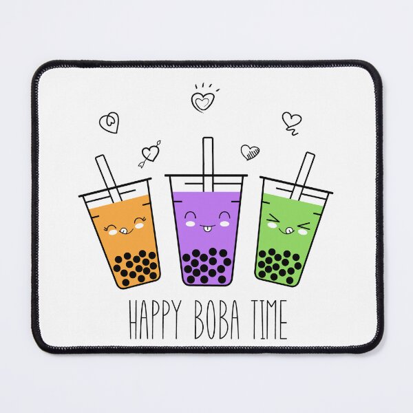 Item preview, Kawaii Happy Boba Tea Time Bubble Milk Tea Drinks designed and sold by SpringMoonPress.