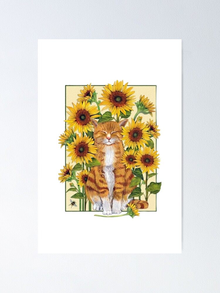 Póster «gato y girasoles» de Helynord | Redbubble