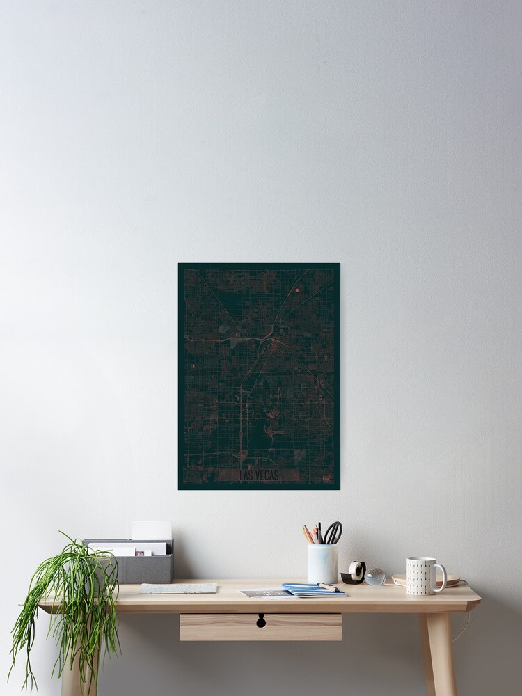 Thumbnail 1 of 3, Poster, Las Vegas Map Red designed and sold by HubertRoguski.