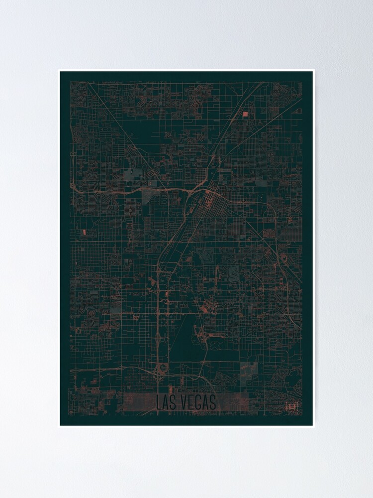 Thumbnail 2 of 3, Poster, Las Vegas Map Red designed and sold by HubertRoguski.