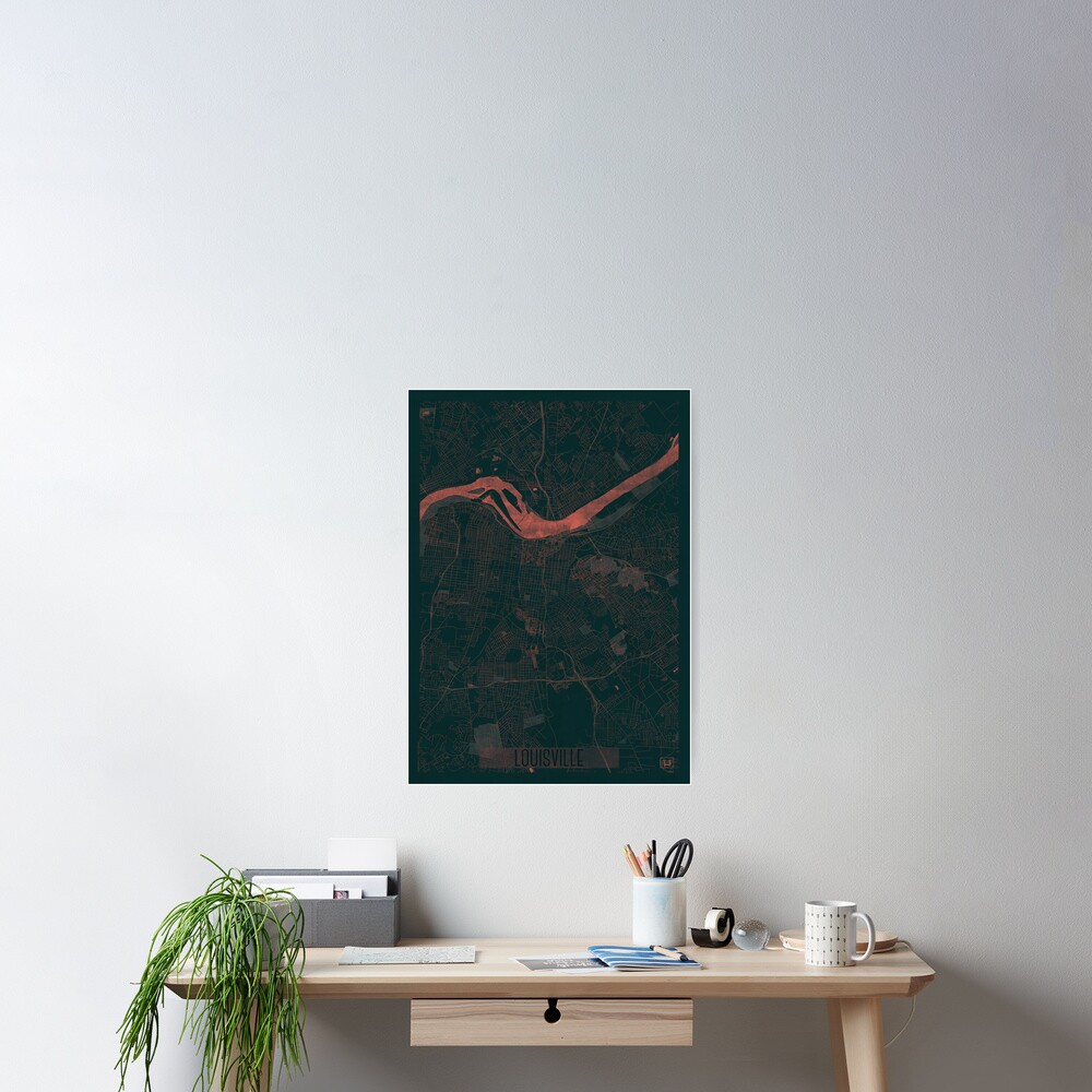 Louisville Map Red Poster