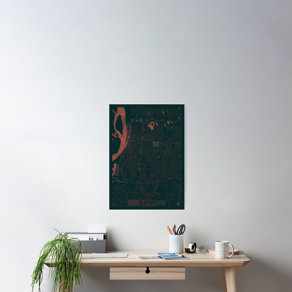Memphis Map Red Poster