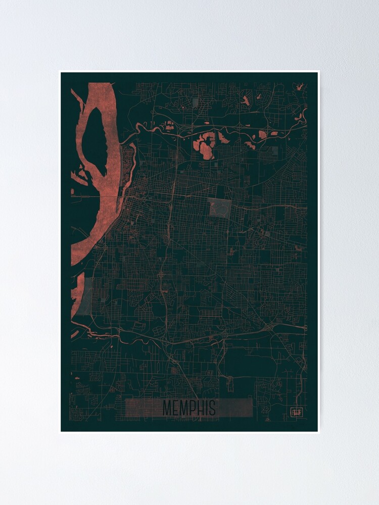Alternate view of Memphis Map Red Poster