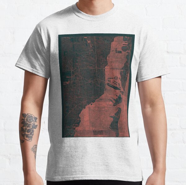 Miami Map Red Classic T-Shirt