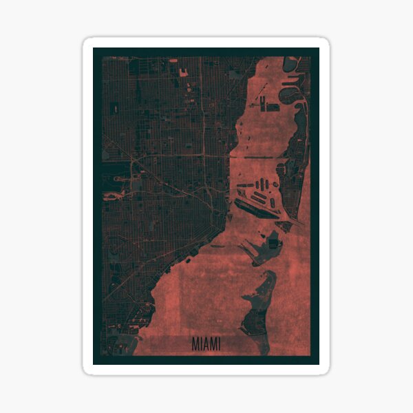 Miami Map Red Sticker
