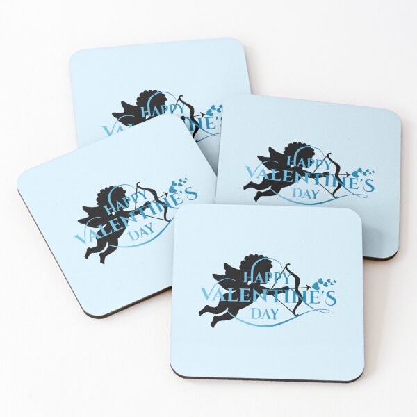 Item preview, Cupid Hearts Valentine’s Day (Aqua/Black on Blue) designed and sold by PawsitiveMum.