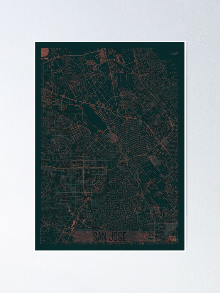 Alternate view of San Jose Map Red Poster