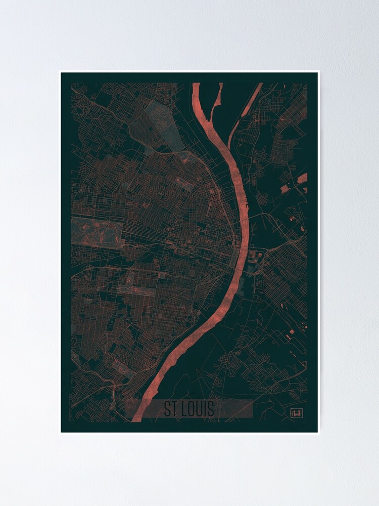 Alternate view of St Louis Map Red Poster