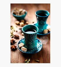 Hot drink with spices in authentic eastern arabic dish Photographic Print