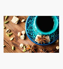 Hot drink with spices in authentic eastern arabic dish Photographic Print
