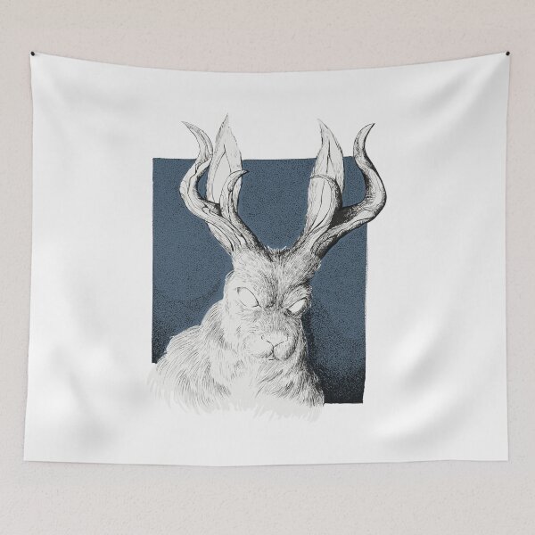Item preview, Mythical Beast--Jackalope With A Blue Background designed and sold by TwinHand.