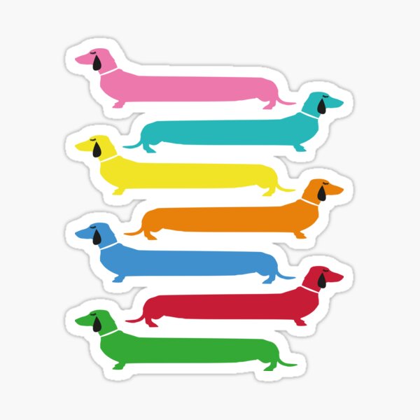 Hipster Colourful Sausage dogs Sticker
