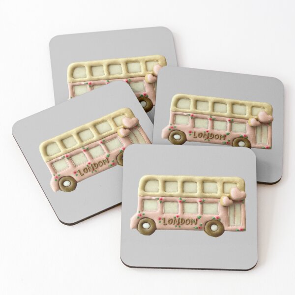 Item preview, Valentine London Bus cookie with pink hearts. designed and sold by aiko-p.