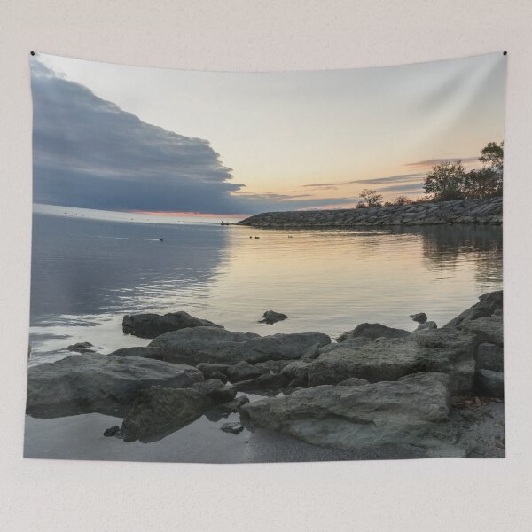 Item preview, Pale Gold and Silver - Serene Lakeside Daybreak Reflected designed and sold by Georgia Mizuleva.
