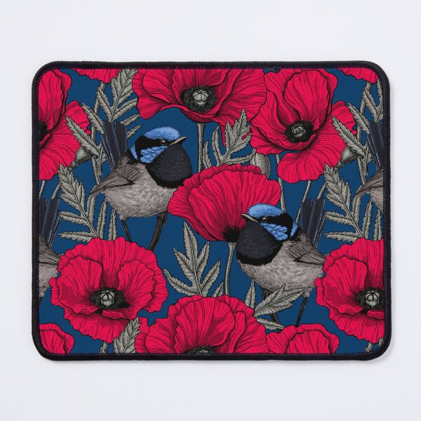 Item preview, Fairy wren and poppies designed and sold by Katerina Mitkova Kirilova.