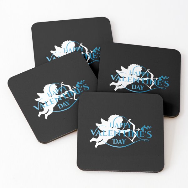 Item preview, Cupid Hearts Valentine’s Day (Blue/White on Black) designed and sold by PawsitiveMum.