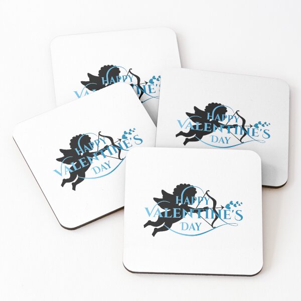 Item preview, Cupid Hearts Valentine’s Day (Blue/Black on White) designed and sold by PawsitiveMum.