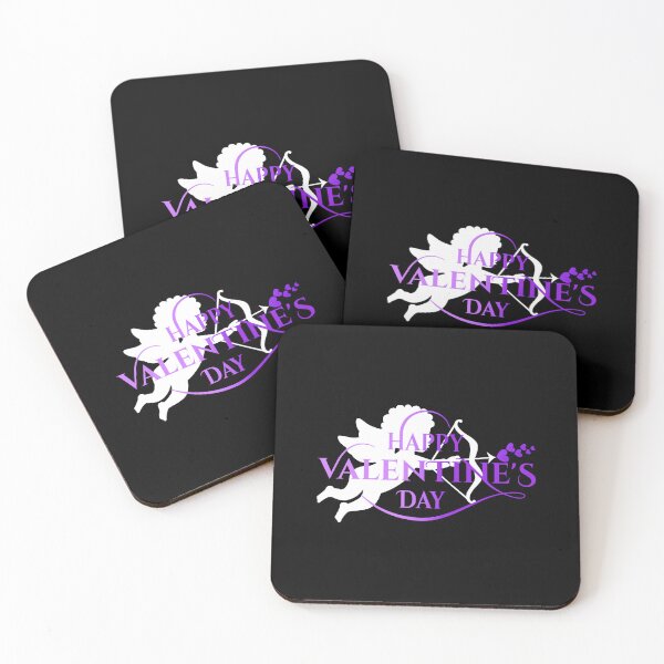 Item preview, Cupid Hearts Valentine’s Day (Purple/White on Black) designed and sold by PawsitiveMum.