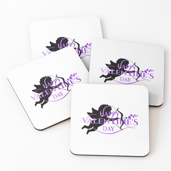 Item preview, Cupid Hearts Valentine’s Day (Purple/Black on White) designed and sold by PawsitiveMum.