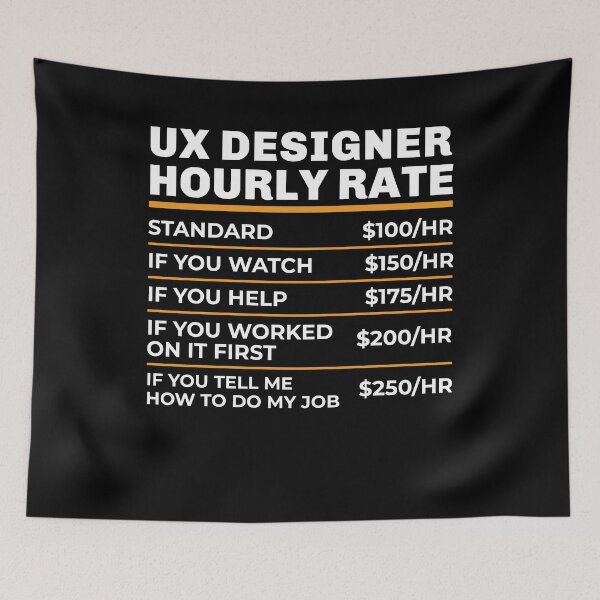 Artikelvorschau, UX Designer Stundensatz Shirt, lustiges UX Designer T-Shirt, User Experience Designer T-Shirt Männer Frauen, Geschenk für UX Designer, lustiges UX Geschenk entworfen und verkauft von aymob.
