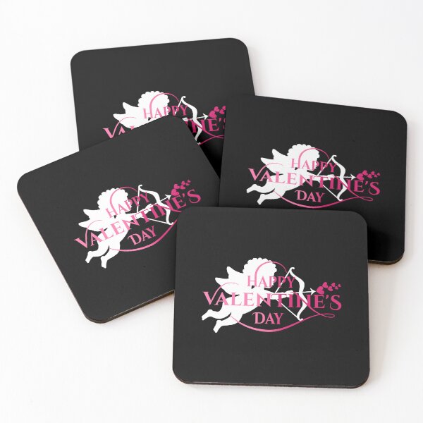 Item preview, Cupid Hearts Valentine’s Day (Pink/White on Black) designed and sold by PawsitiveMum.