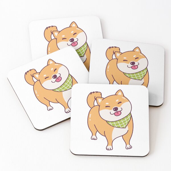 Item preview, Happy Dog Shiba Inu with Green Scarf designed and sold by patsyrosedesign.