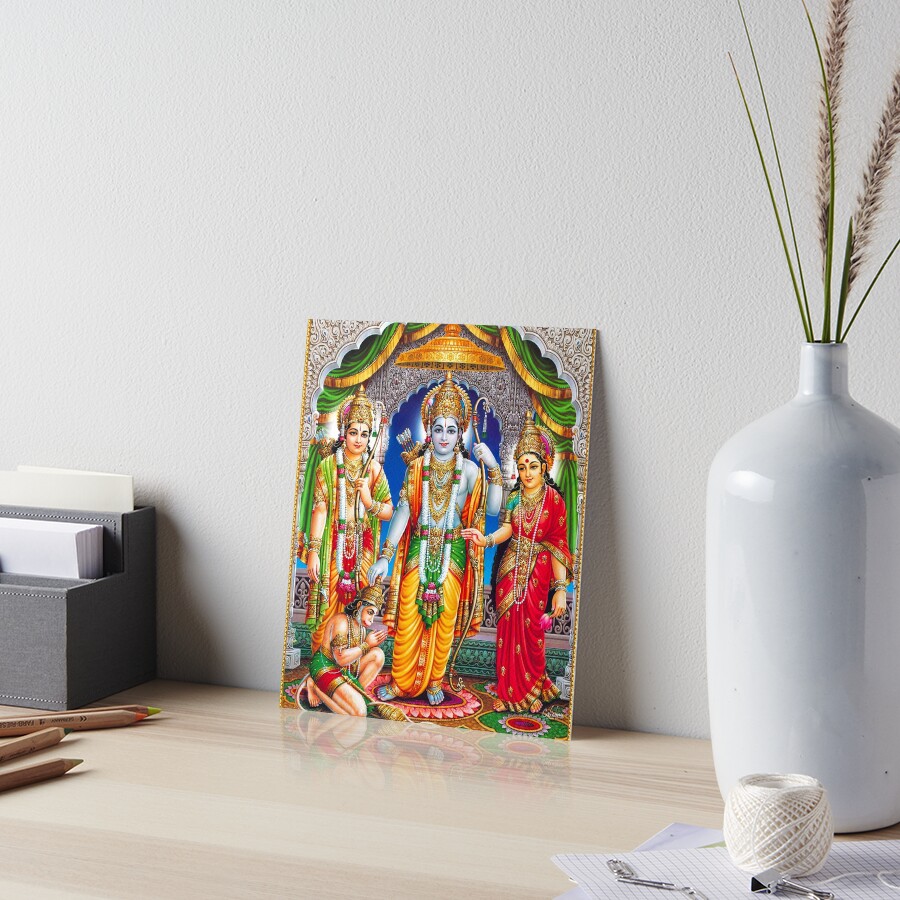 Enorme mand 3002- Artvarko Messing Metal Lord Ram Darbar Murti Rama Sita Laxman Hanuman God standbeeld Idol Ram Darbar Bhagwan Ram Navmi Mandir Tempel