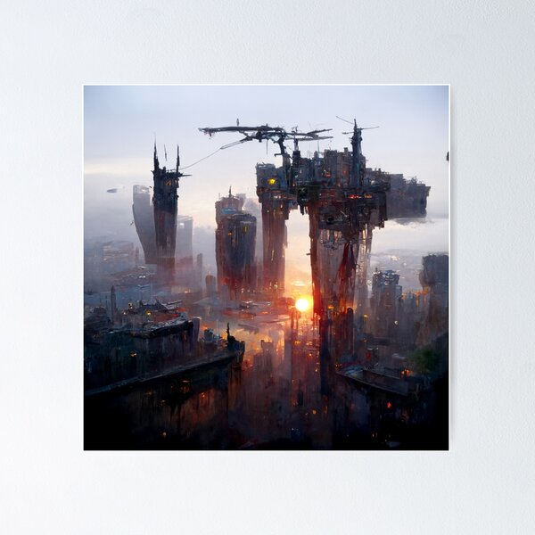 Item preview, Anime Art Cyberpunk City Morning Sunrise AI Generated Image designed and sold by patricklevar.