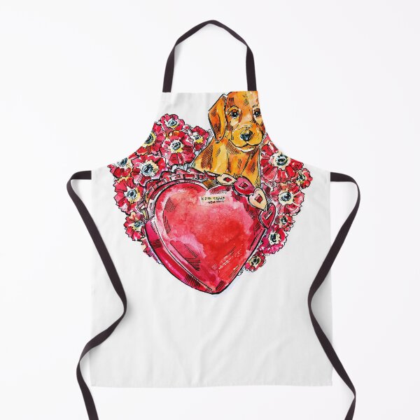 Item preview, Watercolor puppy and red flower heart designed and sold by Shevi.