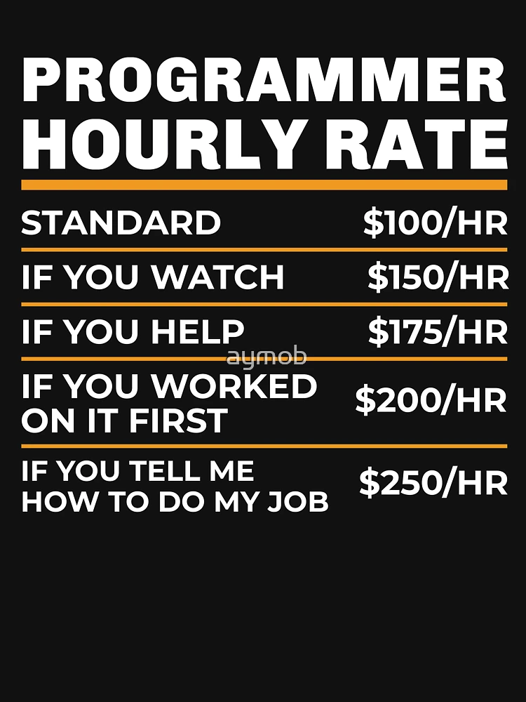 Thumbnail 6 of 6, Premium Oversized Hoodie, Programmer Hourly Rate Shirt, Software Programmer Shirt, Funny Programmer Gift, Computer Science, Software Developer, Programmer Labor Rates designed and sold by aymob.