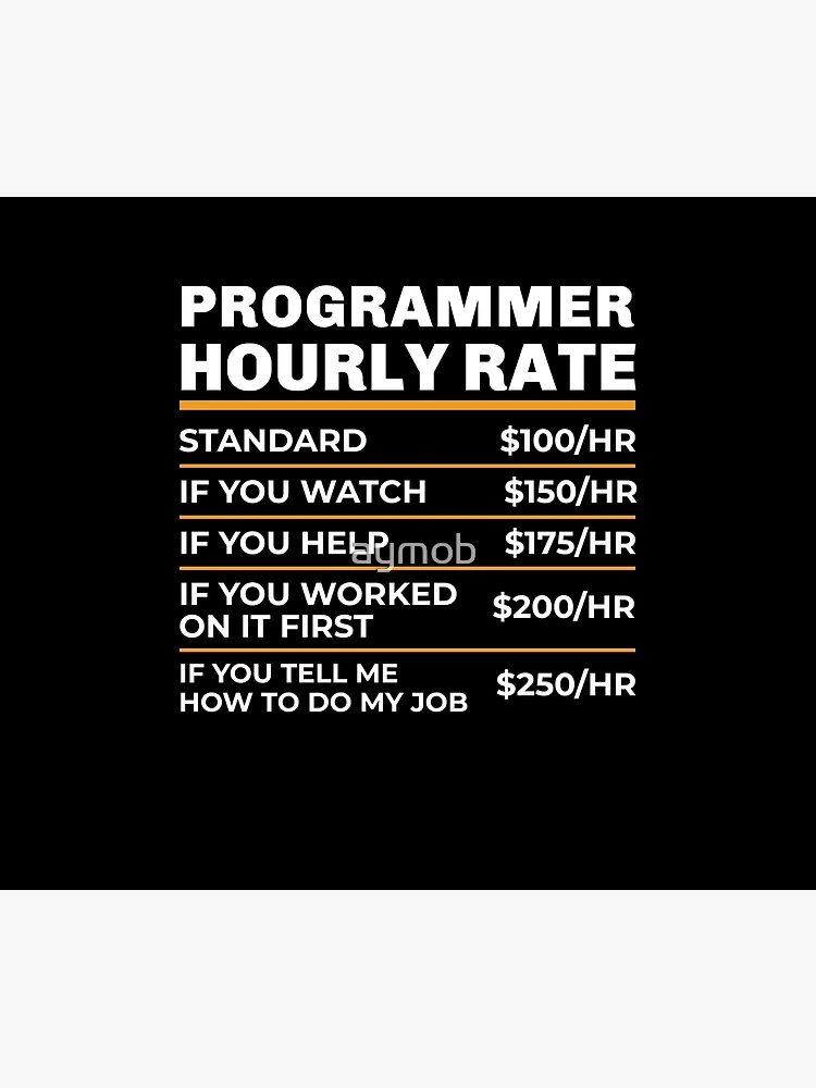 Thumbnail 6 of 6, Throw Blanket, Programmer Hourly Rate Shirt, Software Programmer Shirt, Funny Programmer Gift, Computer Science, Software Developer, Programmer Labor Rates designed and sold by aymob.
