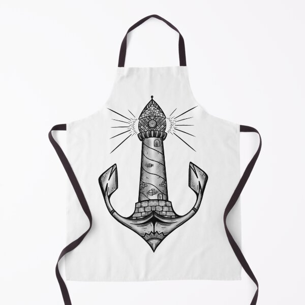 Item preview, Sailor anchor lighthouse tattoo drawing with more shadows white background designed and sold by Shirtilike.