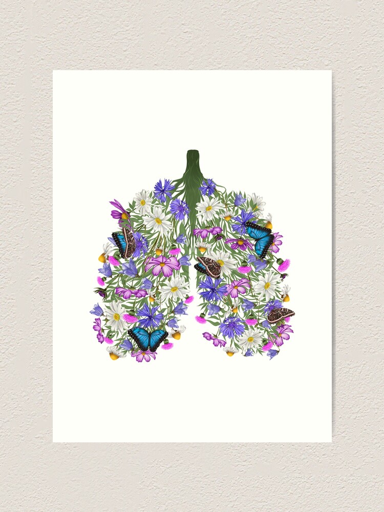 "Natures Breath floral butterflies lungs,Lung Anatomy and Flowers Art